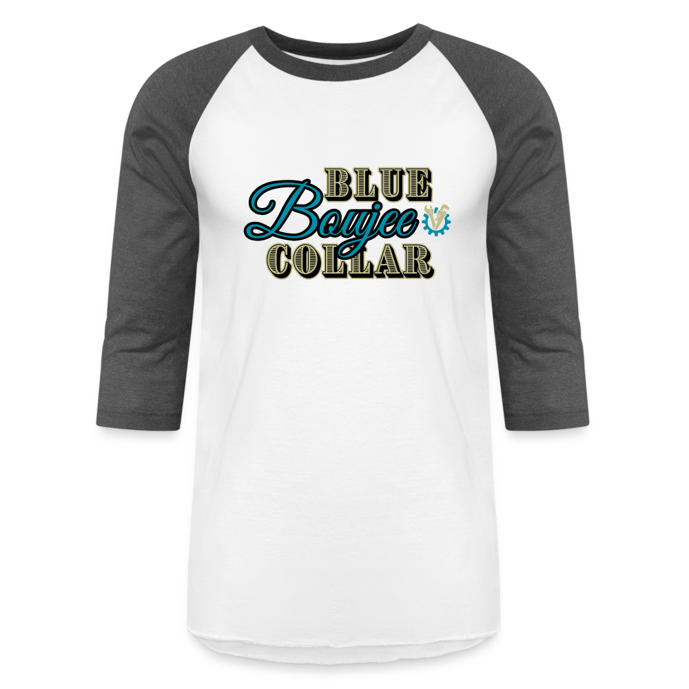 BLUE COLLAR BOUJEE Baseball T-Shirt - white/charcoal