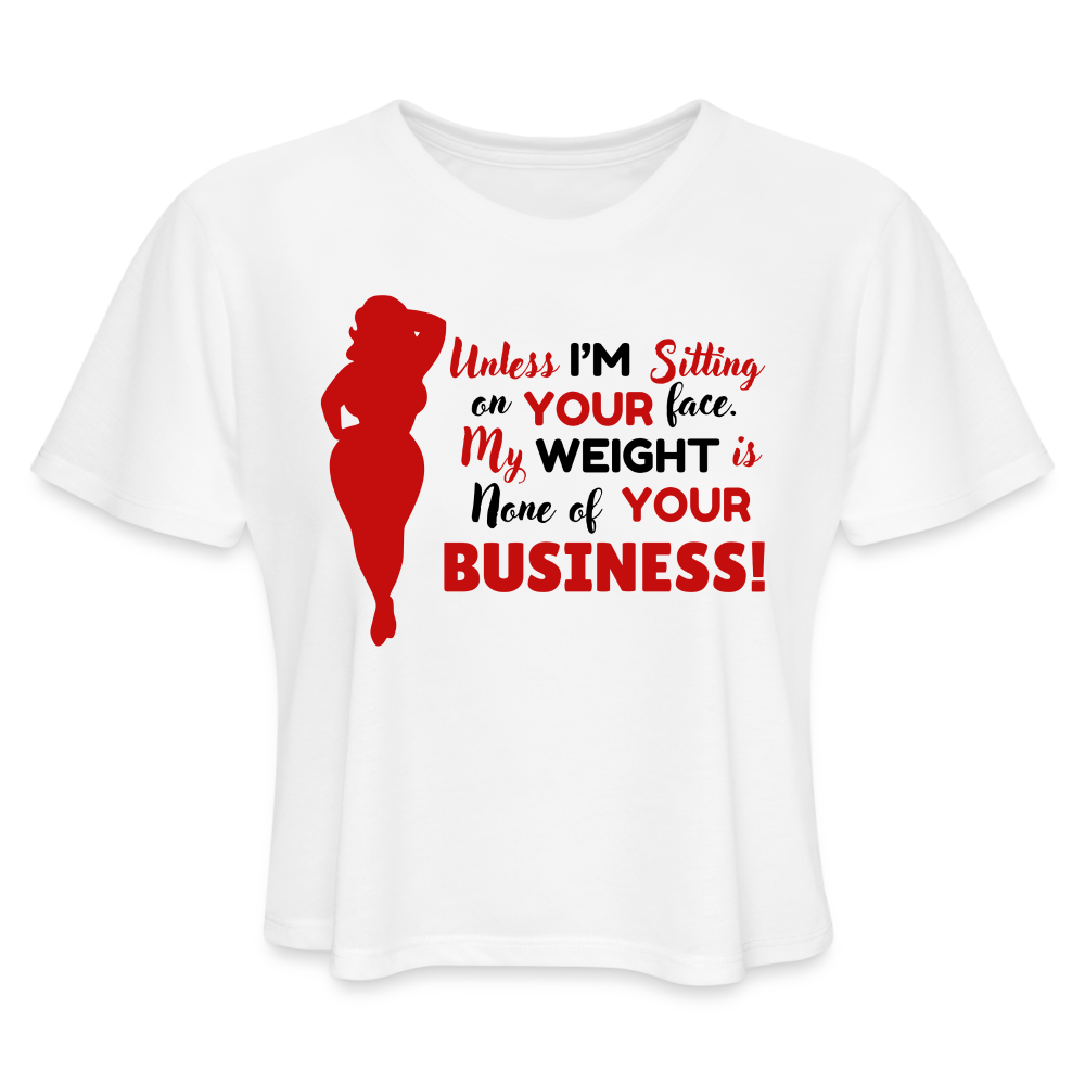 BENNETT PEACH "SITTING ON YOUR FACE" Women's Cropped T-Shirt - white