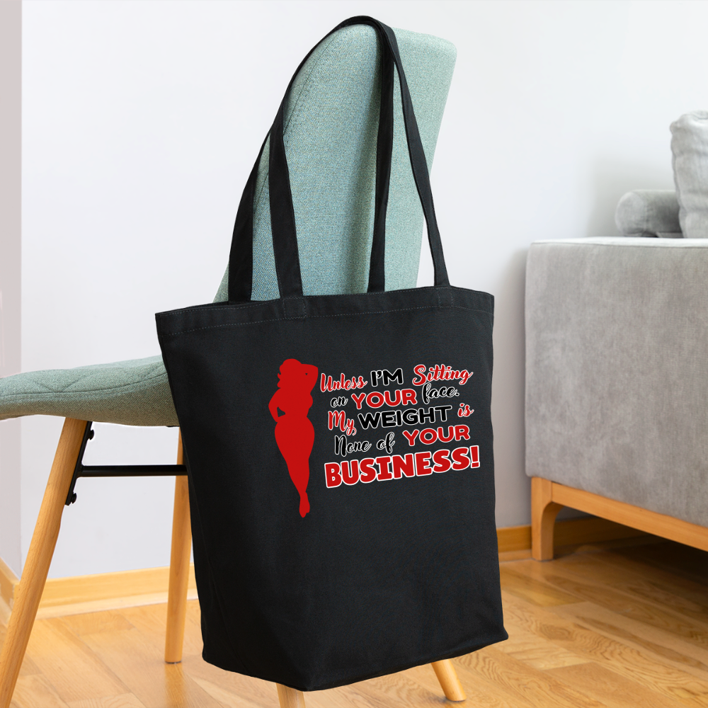 BENNETT PEACH "SITTING ON YOUR FACE" Eco-Friendly Cotton Tote - black