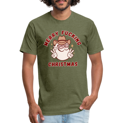 MERRY F*CKING CHRISTMAS Fitted Cotton/Poly T-Shirt by Next Level - heather military green