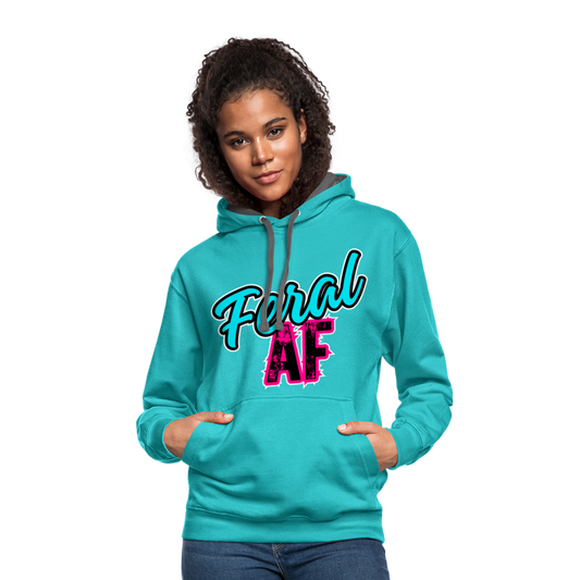 FERAL AF Contrast Hoodie - scuba blue/asphalt