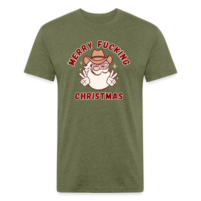 MERRY F*CKING CHRISTMAS Fitted Cotton/Poly T-Shirt by Next Level - heather military green