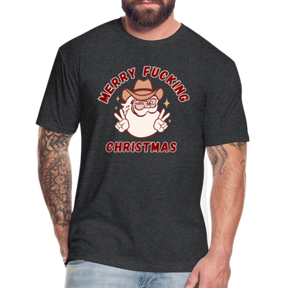 MERRY F*CKING CHRISTMAS Fitted Cotton/Poly T-Shirt by Next Level - heather black