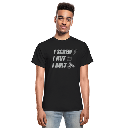 FUNNY SCREW NUT BOLT Gildan Ultra Cotton Adult T-Shirt - black