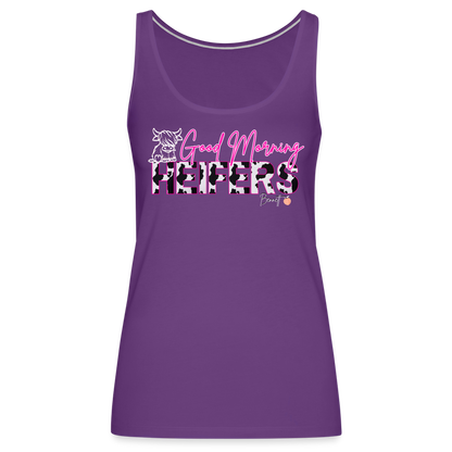 BENNETT PEACH "GOOD MORNING HEIFFERS" Women's Cropped T-Shirt Women’s Premium Tank Top - purple