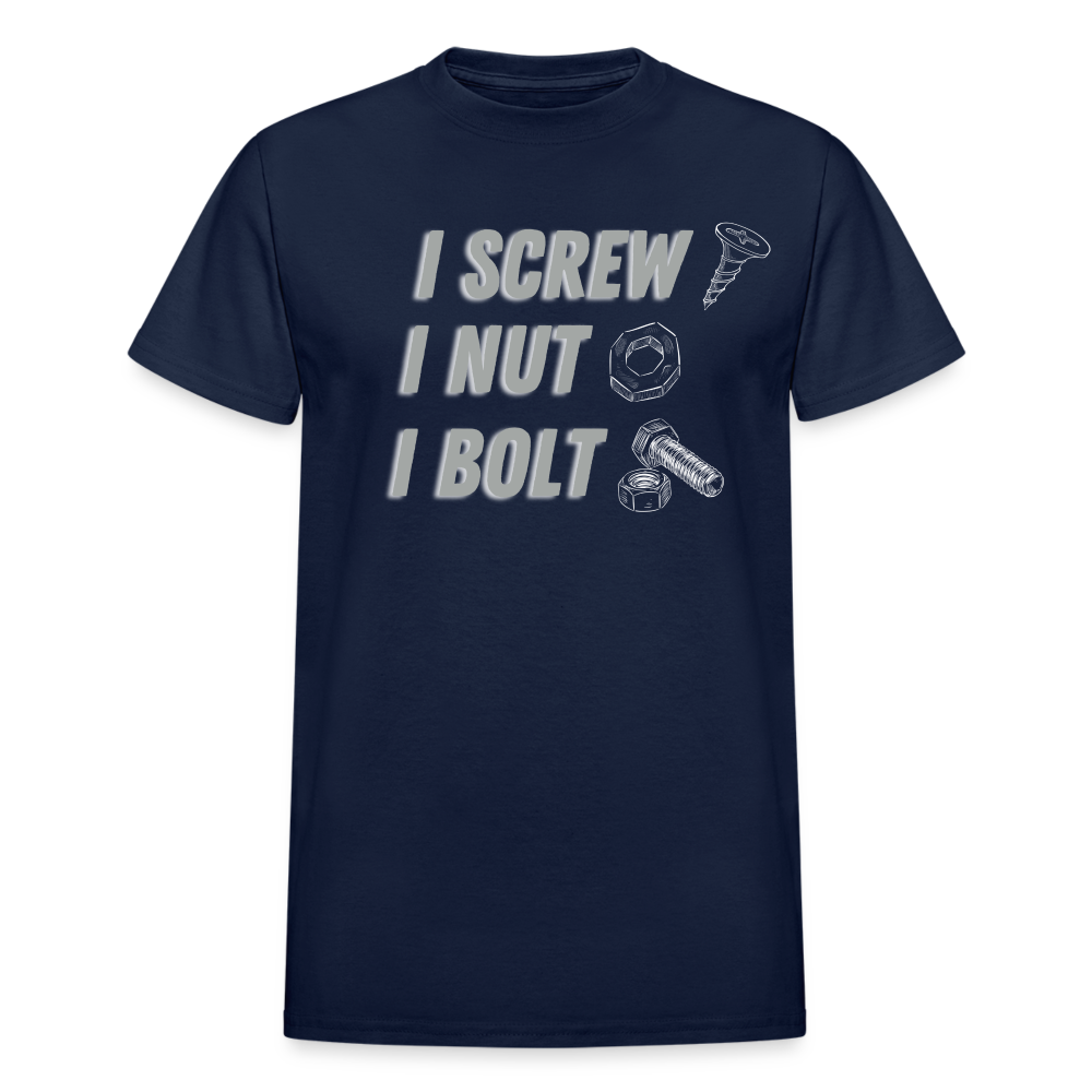 FUNNY SCREW NUT BOLT Gildan Ultra Cotton Adult T-Shirt - navy