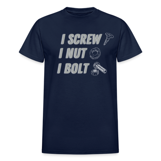 FUNNY SCREW NUT BOLT Gildan Ultra Cotton Adult T-Shirt - navy