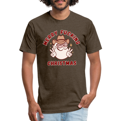 MERRY F*CKING CHRISTMAS Fitted Cotton/Poly T-Shirt by Next Level - heather espresso