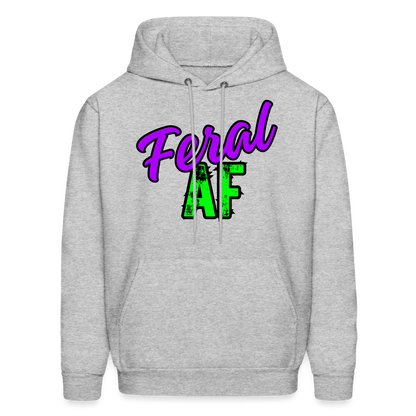 Unisex Purple/Green Feral AF Hoodie - heather gray