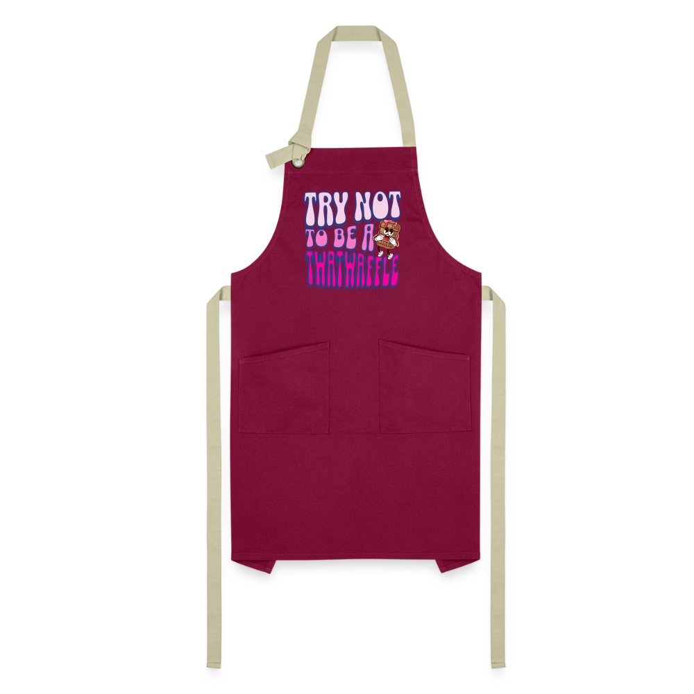 BENNETT PEACH "TRY NOT TO BE A TWATWAFFLE" Artisan Apron - burgundy/khaki