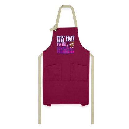 BENNETT PEACH "TRY NOT TO BE A TWATWAFFLE" Artisan Apron - burgundy/khaki