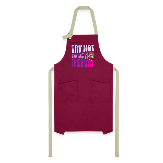 BENNETT PEACH "TRY NOT TO BE A TWATWAFFLE" Artisan Apron - burgundy/khaki