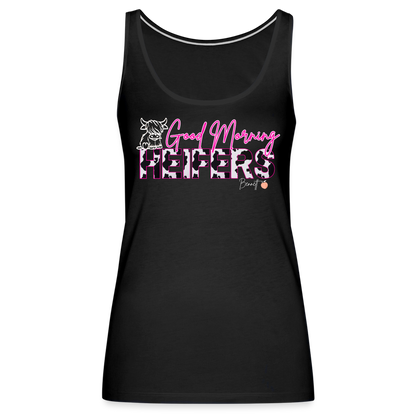 BENNETT PEACH "GOOD MORNING HEIFFERS" Women's Cropped T-Shirt Women’s Premium Tank Top - black