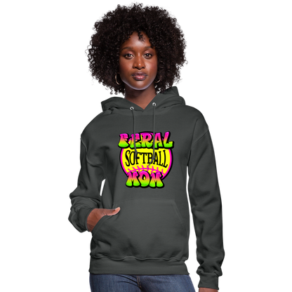 FERAL SOFTBALL MOM Women's Hoodie - asphalt