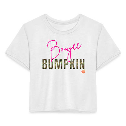 BENNETT PEACH BOUJEE BUMPKIN Women's Cropped T-Shirt - white