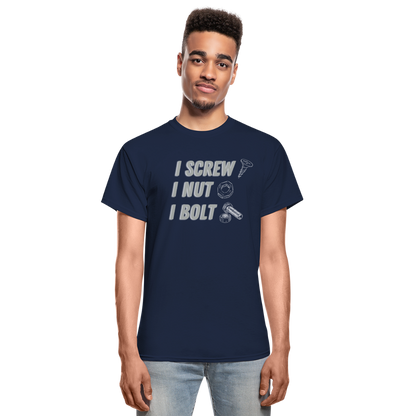 FUNNY SCREW NUT BOLT Gildan Ultra Cotton Adult T-Shirt - navy