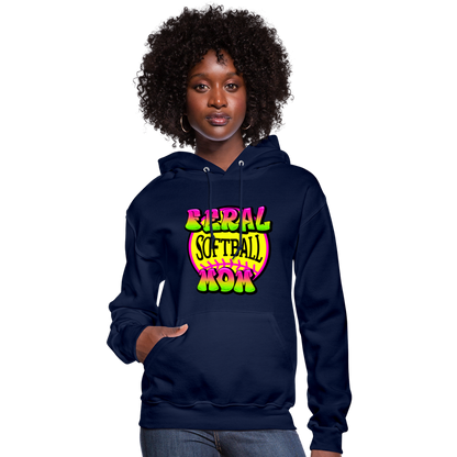 FERAL SOFTBALL MOM Women's Hoodie - navy