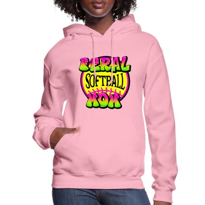 FERAL SOFTBALL MOM Women's Hoodie - classic pink