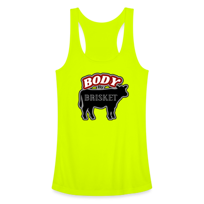 BODY BY BRISKET Women’s Performance Racerback Tank Top - neon yellow