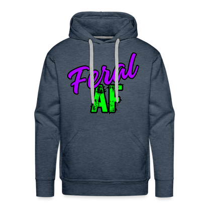 Feral AF Purple/Green Unisex Premium Hoodie - heather denim