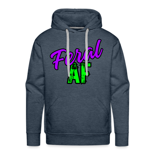 Feral AF Purple/Green Unisex Premium Hoodie - heather denim