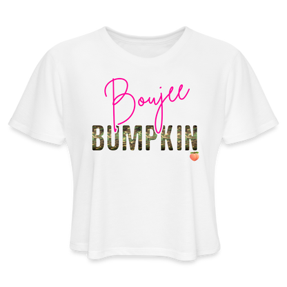 BENNETT PEACH BOUJEE BUMPKIN Women's Cropped T-Shirt - white