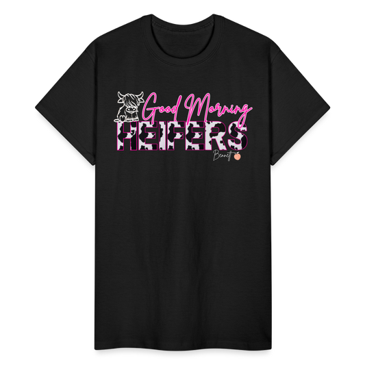 BENNETT PEACH "GOOD MORNING HEIFFERS" Women's Cropped T-Shirt Gildan Ultra Cotton Adult T-Shirt - black