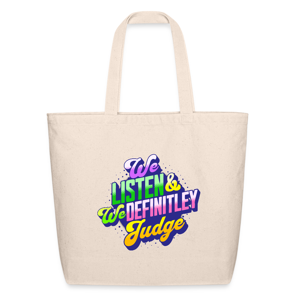 LISTEN & JUDGE Eco-Friendly Cotton Tote - natural