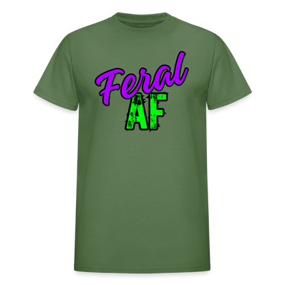 FERAL AF Gildan Ultra Cotton Adult T-Shirt - military green