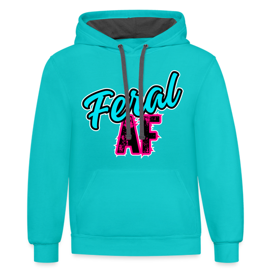 FERAL AF Contrast Hoodie - scuba blue/asphalt