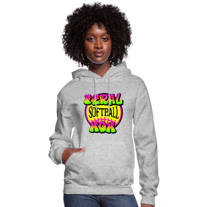 FERAL SOFTBALL MOM Women's Hoodie - heather gray
