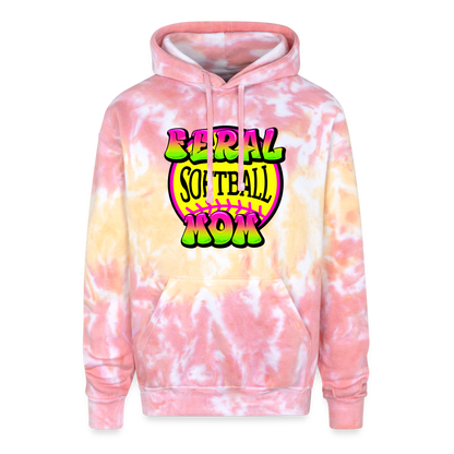 FERAL SOFTBALL MOM Adult Tie Dye Hoodie - funnel cake