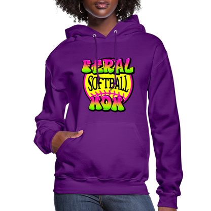 FERAL SOFTBALL MOM Women's Hoodie - purple