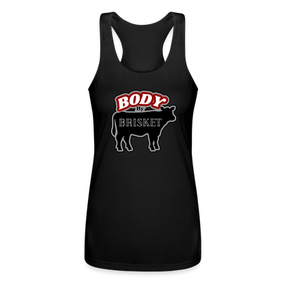 BODY BY BRISKET Women’s Performance Racerback Tank Top - black