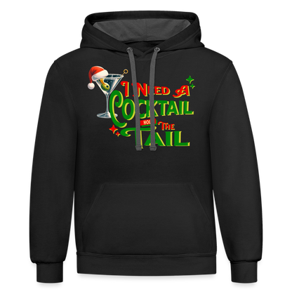 BENNETT PEACH NEED A COCKTAIL Contrast Hoodie - black/asphalt