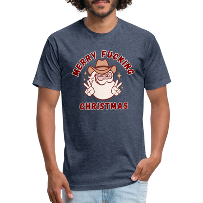 MERRY F*CKING CHRISTMAS Fitted Cotton/Poly T-Shirt by Next Level - heather navy