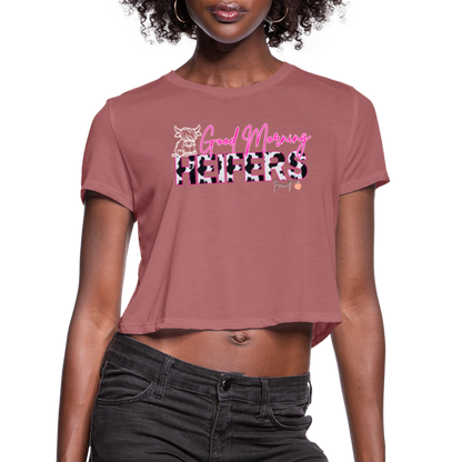 BENNETT PEACH "GOOD MORNING HEIFFERS" Women's Cropped T-Shirt - mauve