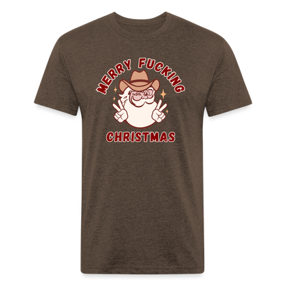 MERRY F*CKING CHRISTMAS Fitted Cotton/Poly T-Shirt by Next Level - heather espresso
