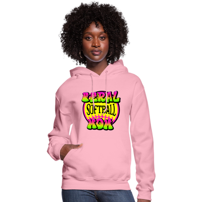 FERAL SOFTBALL MOM Women's Hoodie - classic pink
