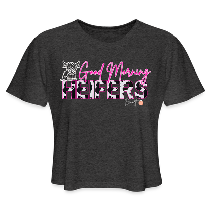 BENNETT PEACH "GOOD MORNING HEIFFERS" Women's Cropped T-Shirt - deep heather