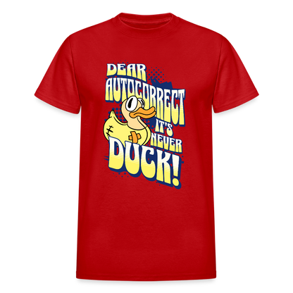 NEVER DUCK Gildan Ultra Cotton Adult T-Shirt - red