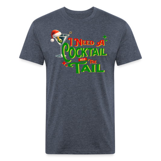 BENNETT PEACH NEED A COCKTAIL Fitted Cotton/Poly T-Shirt by Next Level - heather navy