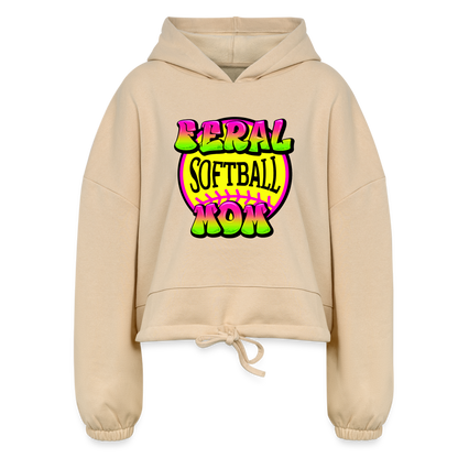 FERAL SOFTBALL MOM Women’s Cropped Hoodie - nude