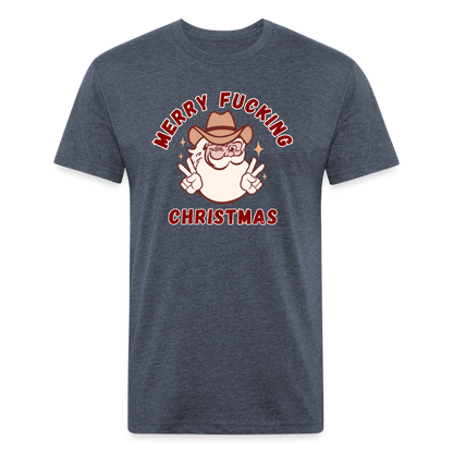 MERRY F*CKING CHRISTMAS Fitted Cotton/Poly T-Shirt by Next Level - heather navy
