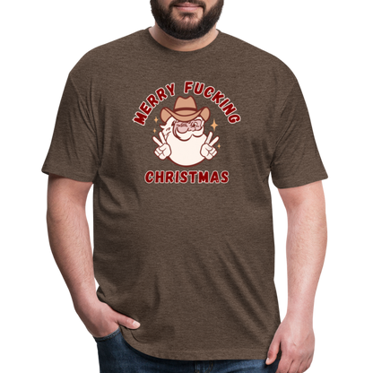 MERRY F*CKING CHRISTMAS Fitted Cotton/Poly T-Shirt by Next Level - heather espresso