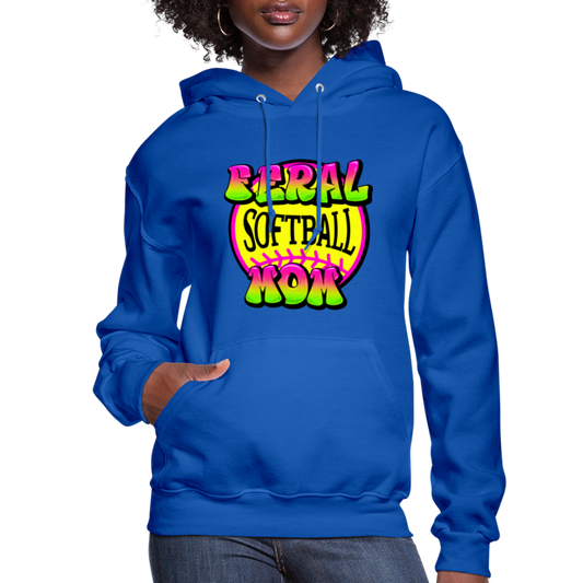 FERAL SOFTBALL MOM Women's Hoodie - royal blue