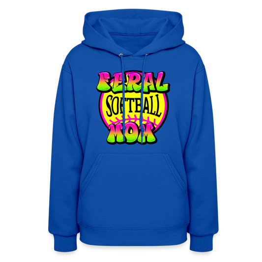 FERAL SOFTBALL MOM Women's Hoodie - royal blue