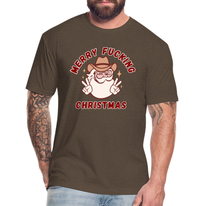 MERRY F*CKING CHRISTMAS Fitted Cotton/Poly T-Shirt by Next Level - heather espresso