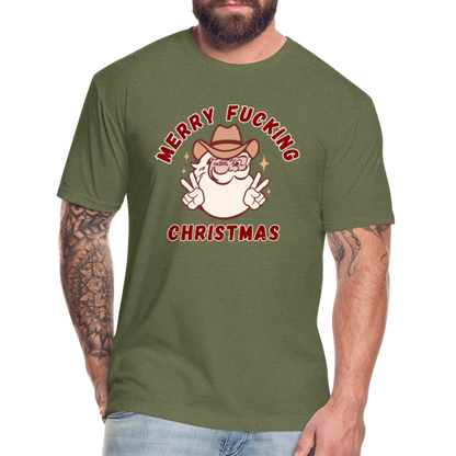 MERRY F*CKING CHRISTMAS Fitted Cotton/Poly T-Shirt by Next Level - heather military green