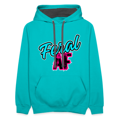 FERAL AF Contrast Hoodie - scuba blue/asphalt